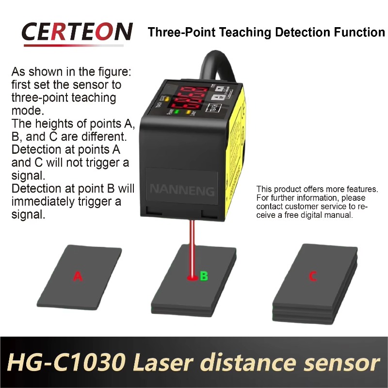 Industrial Laser Sensor - HG-C1030 Lazer Mesafe Sensörü, Analog Çıkışlı,
